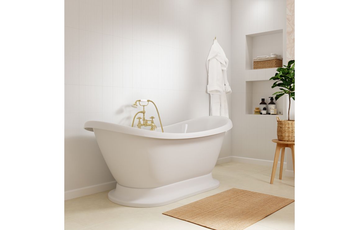 OpulentSoak Freestanding 1760x700x720mm 2TH Bath w/Base - White