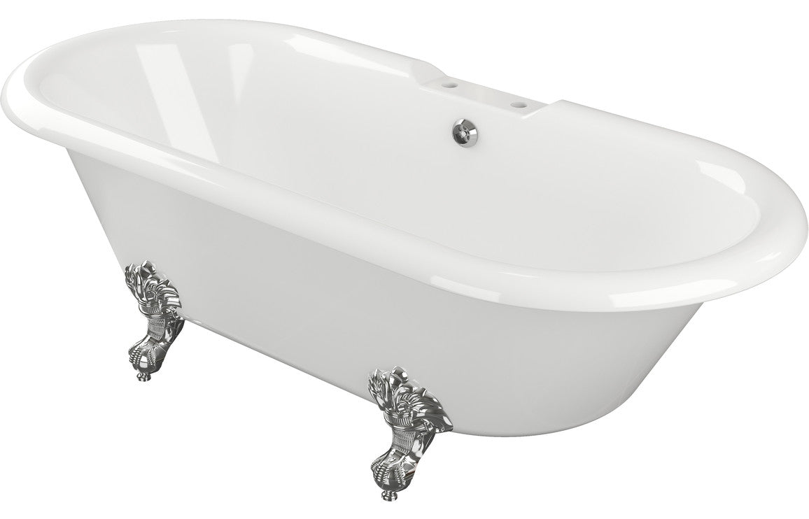 SilkenSoak Freestanding 1690x740x620mm 2TH Bath w/Feet - White