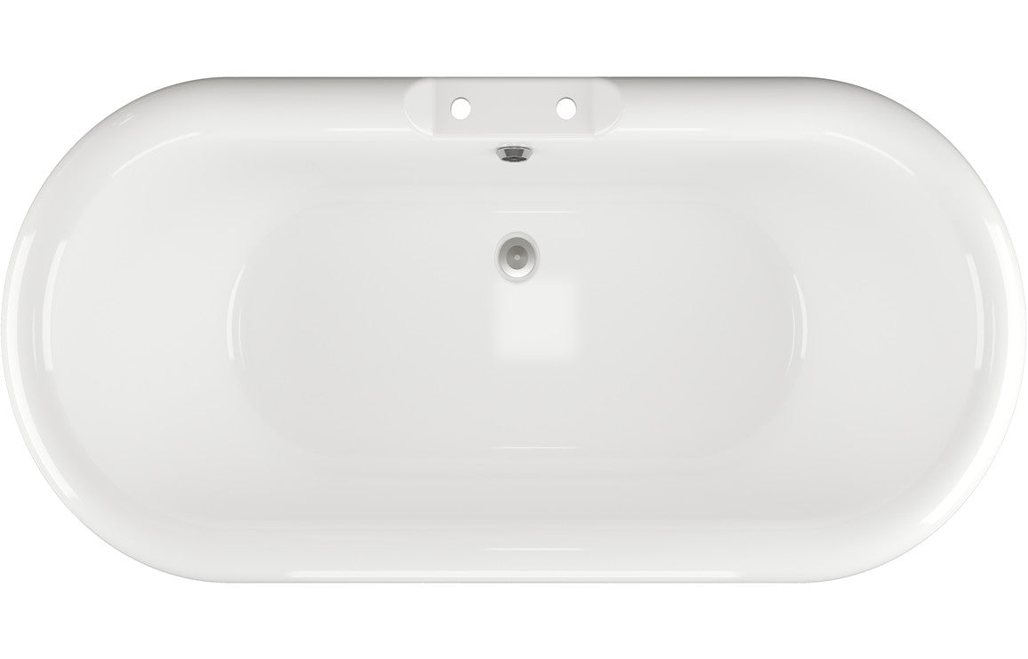 SilkenSoak Freestanding 1690x740x620mm 2TH Bath w/Feet - White