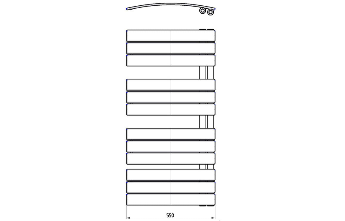 SereneHeat Curved Panel Ladder Radiator (550x1080x49mm) - Chrome