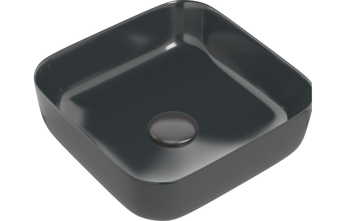 Opulent 400mm Ceramic Square Washbowl & Waste - Matt Black