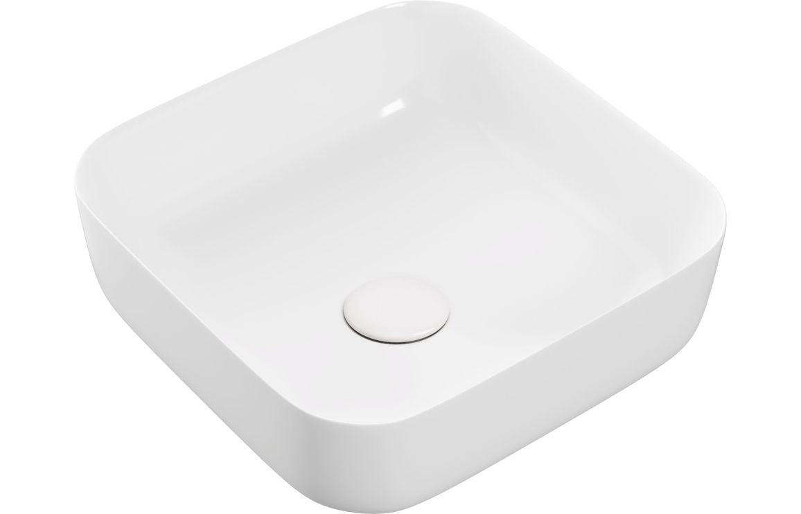 Opulent 400mm Ceramic Square Washbowl & Waste - Matt White