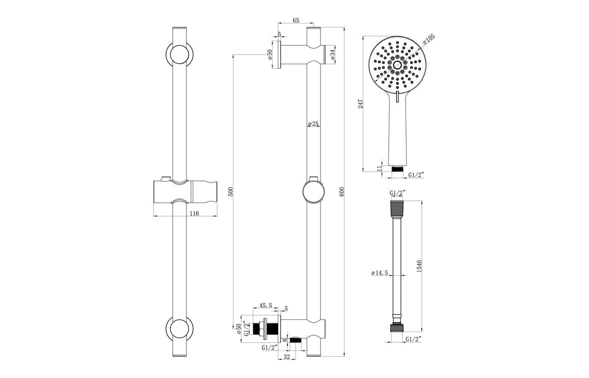 EternaSpray Shower Pack Four - Two Outlet Triple Shower Valve w/Riser & Overhead Kit - Chrome