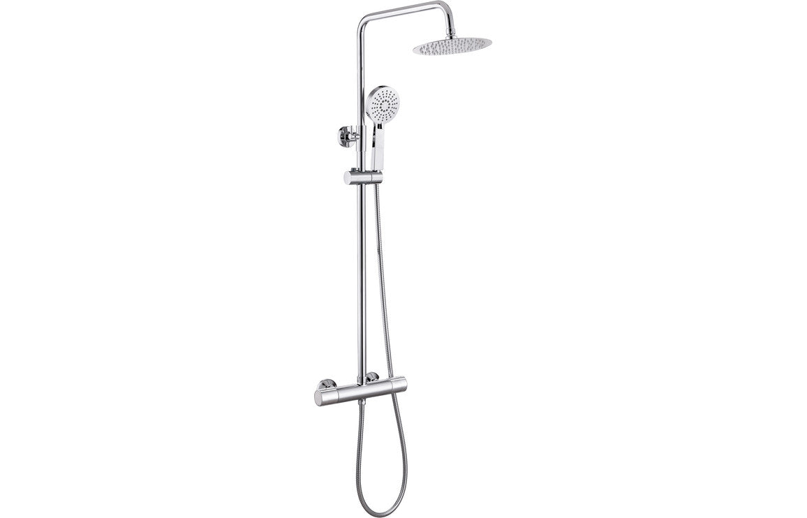 LustraRain Cool-Touch Thermostatic Mixer Shower w/Riser & Overhead Kit - Chrome