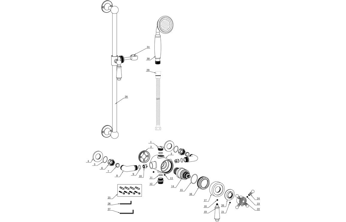 CrystalFlow Shower Pack One - Concentric Single Outlet Shower Valve & Riser Kit - Chrome