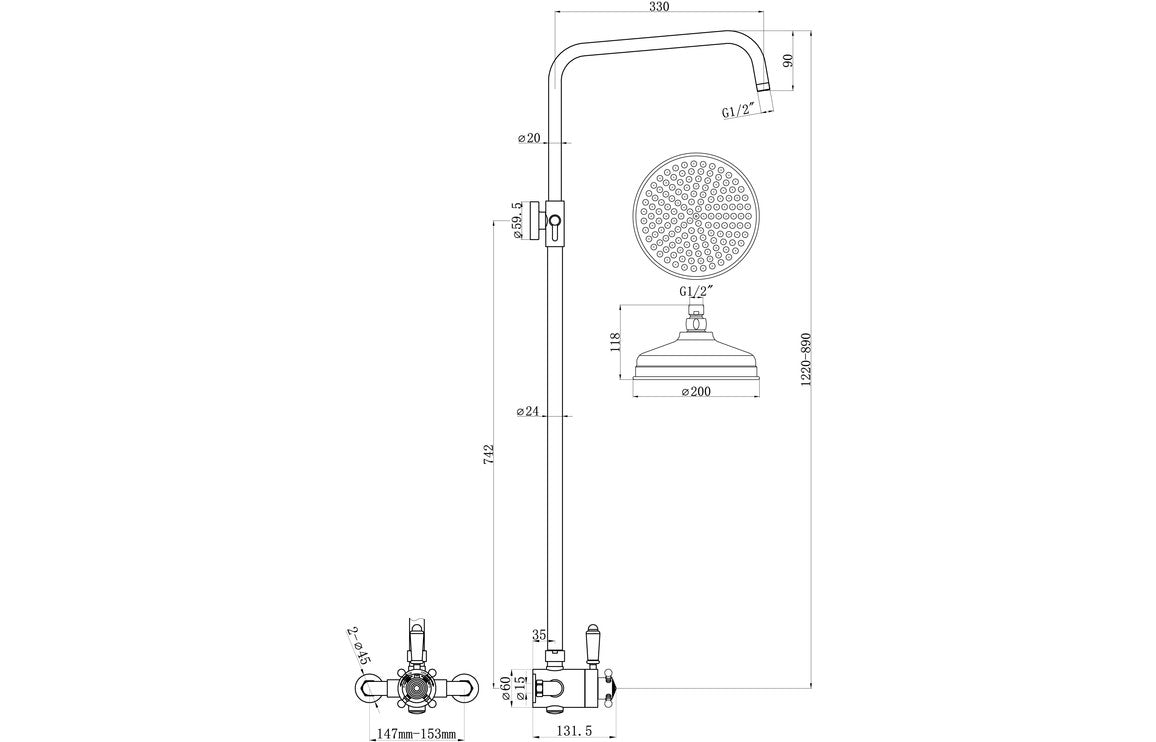 CrystalFlow Shower Pack Two - Concentric Single Outlet Shower Valve & Overhead Kit - Chrome