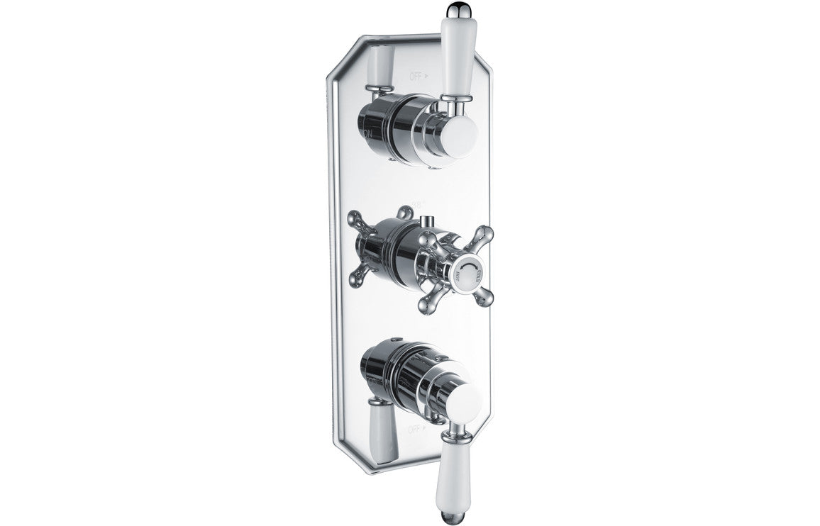 CrystalFlow Traditional Lever Thermostatic Two Outlet Shower Valve - Chrome
