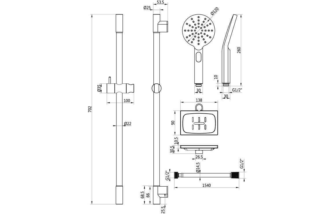 EternaSpray Shower Pack One - Single Outlet Twin Shower Valve w/Riser Kit - Chrome