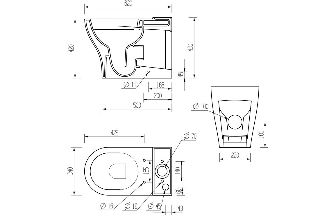 VividStream Rimless Short Projection Close Coupled Fully Shrouded WC & Soft Close Seat