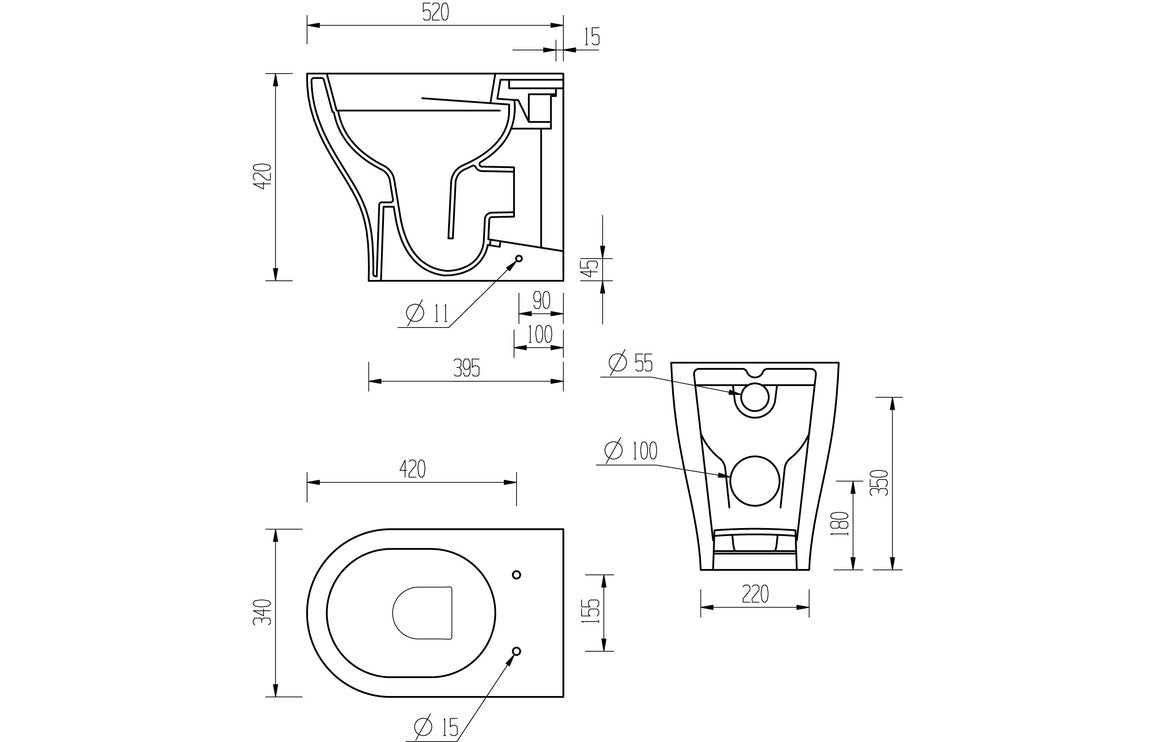 VividStream Rimless Back To Wall WC & Soft Close Seat