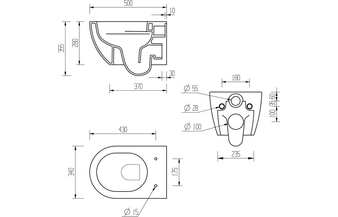 VividStream Rimless Wall Hung WC & Soft Close Seat