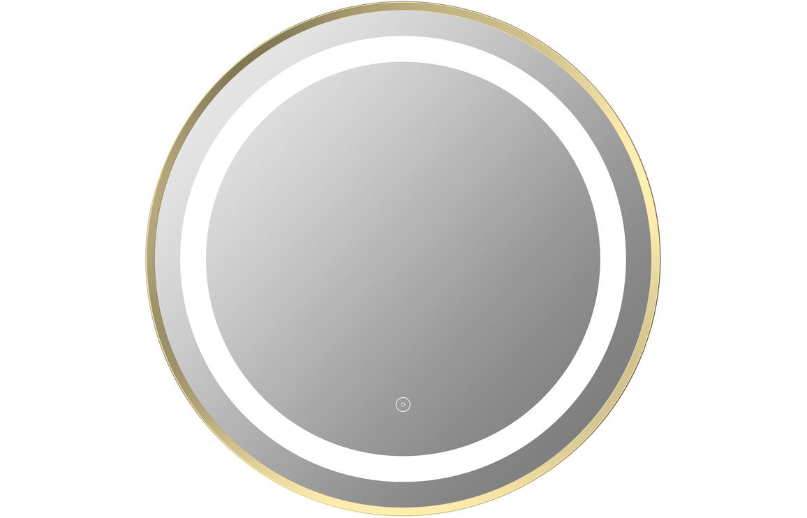 VelvetVision 600mm Round Front-Lit LED Mirror - Brushed Brass