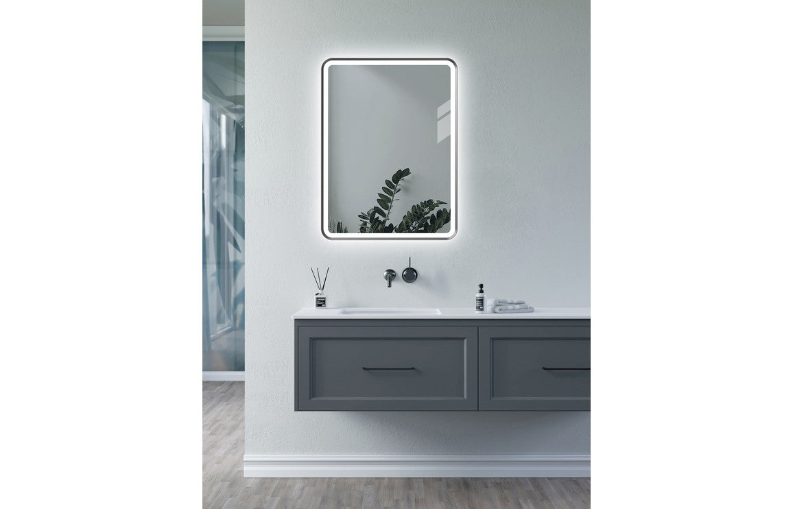 GlowEdge 600mm Rectangle Front-Lit LED Mirror - Matt Black