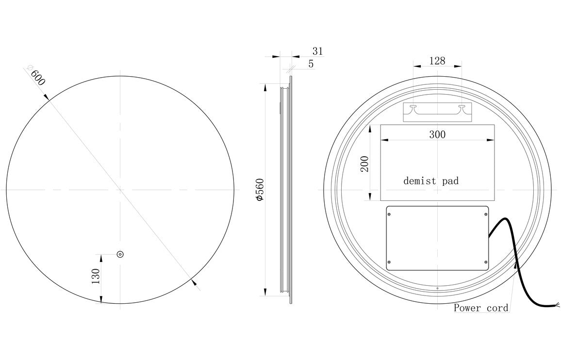 ClarityLine 600mm Round Back-Lit LED Mirror