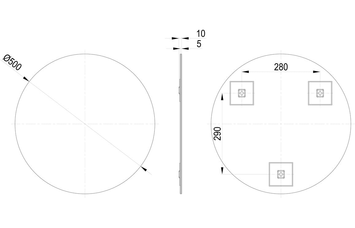 CrystalHorizon 500mm Round Mirror