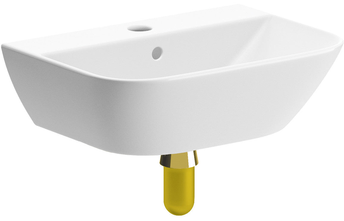 LustraBowl 450x320mm 1TH Cloakroom Basin & Brushed Brass Bottle Trap
