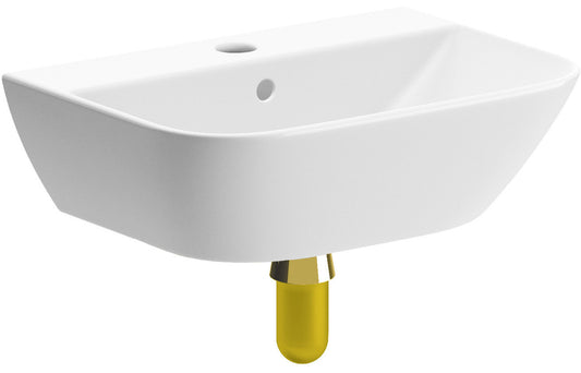 LustraBowl 450x320mm 1TH Cloakroom Basin & Brushed Brass Bottle Trap