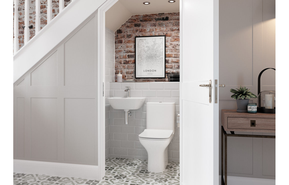 LustraBowl 450x320mm 1TH Cloakroom Basin & Brushed Brass Bottle Trap