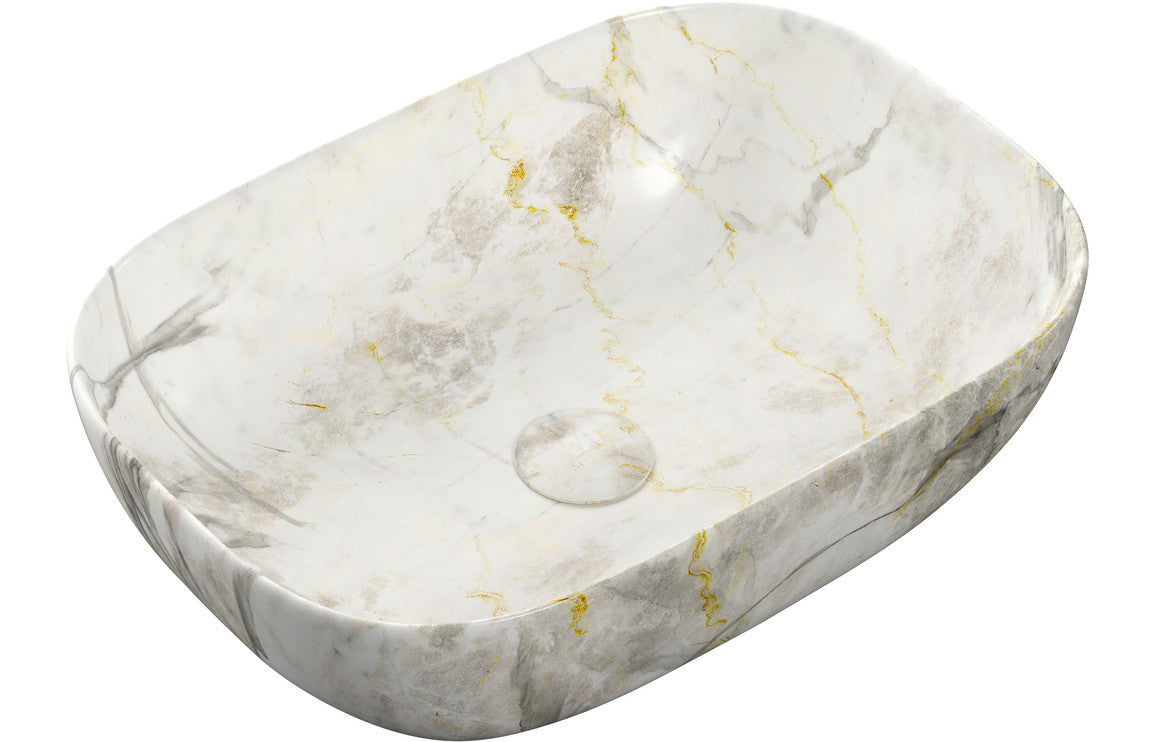 ZenStream 460x330mm Ceramic Washbowl - White Marble Effect