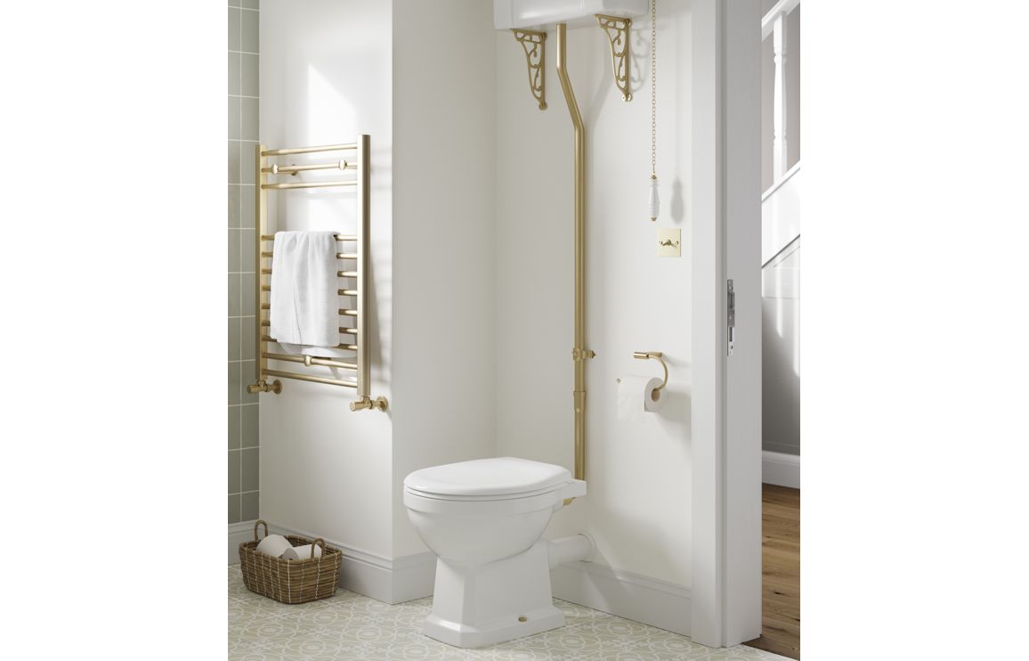 TranquilFlow High Level WC & Soft Close Seat w/Brushed Brass Finishes