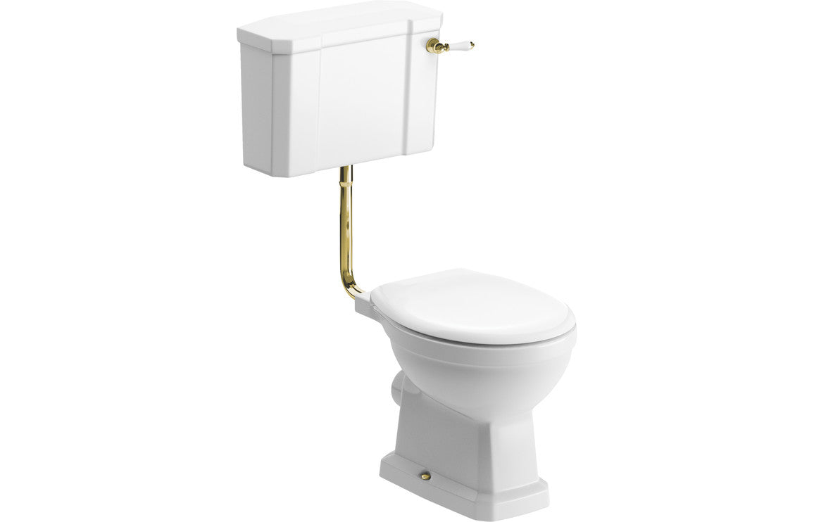 TranquilFlow Low Level WC & Soft Close Seat w/Brushed Brass Finishes