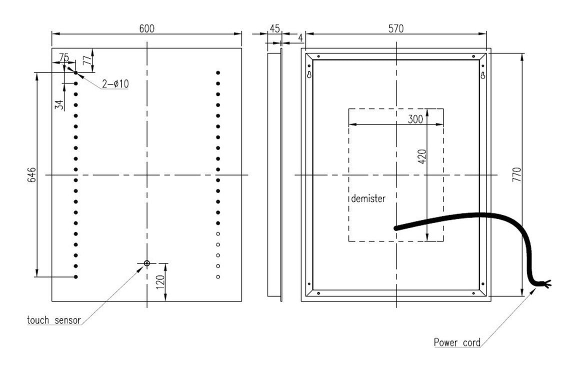 EternaShine 600x800mm Rectangle Front-Lit LED Mirror