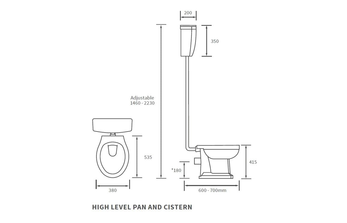 TranquilFlow High Level WC & Satin White Wood Effect Seat w/Brass Finishes
