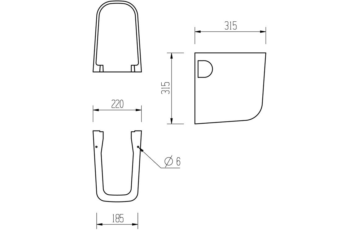 AquaElegance 600x400mm 1TH Basin & Semi Pedestal