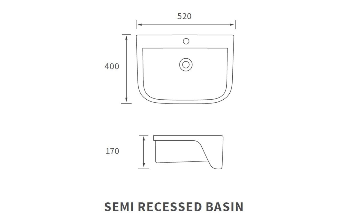 LustraBowl 520x400mm 1TH Semi Recessed Basin