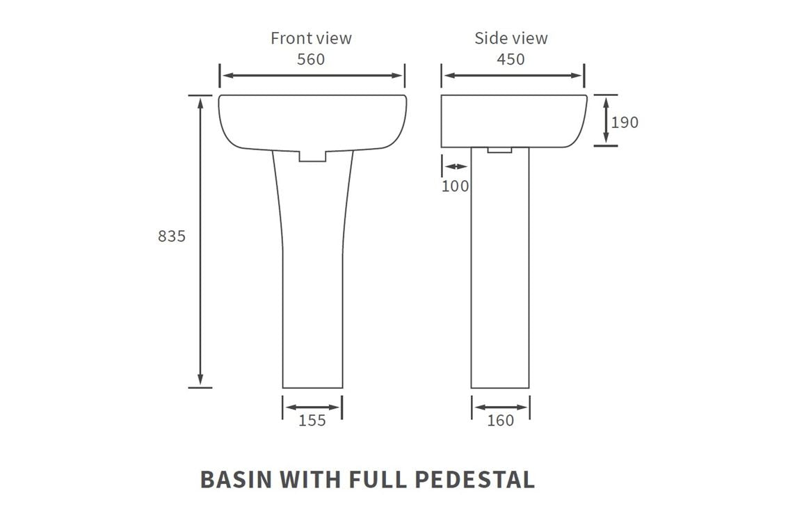 LustraBowl 560x450mm 1TH Basin & Full Pedestal (Boxed)