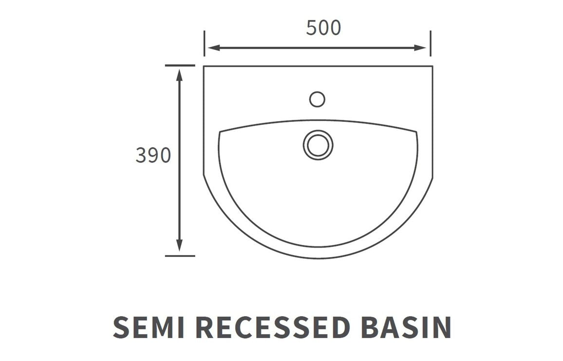 SilkenWash 500x390mm 1TH Semi Recessed Basin
