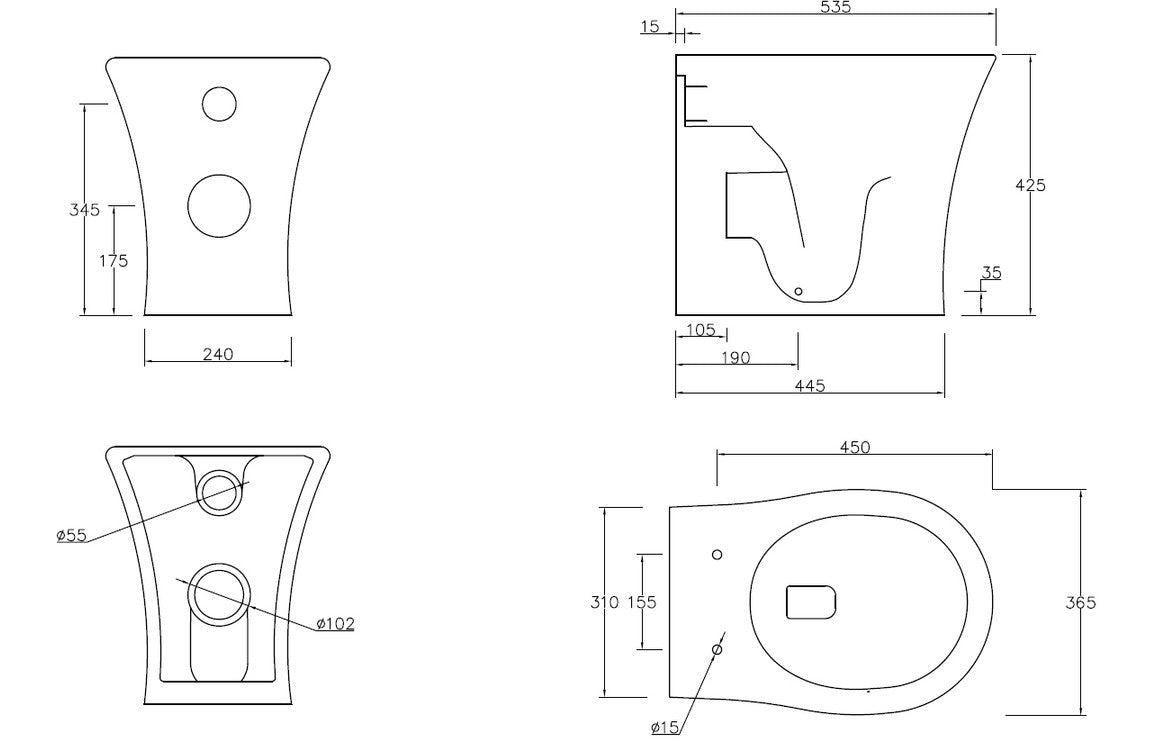 EternaWash Rimless Back To Wall WC & Soft Close Seat