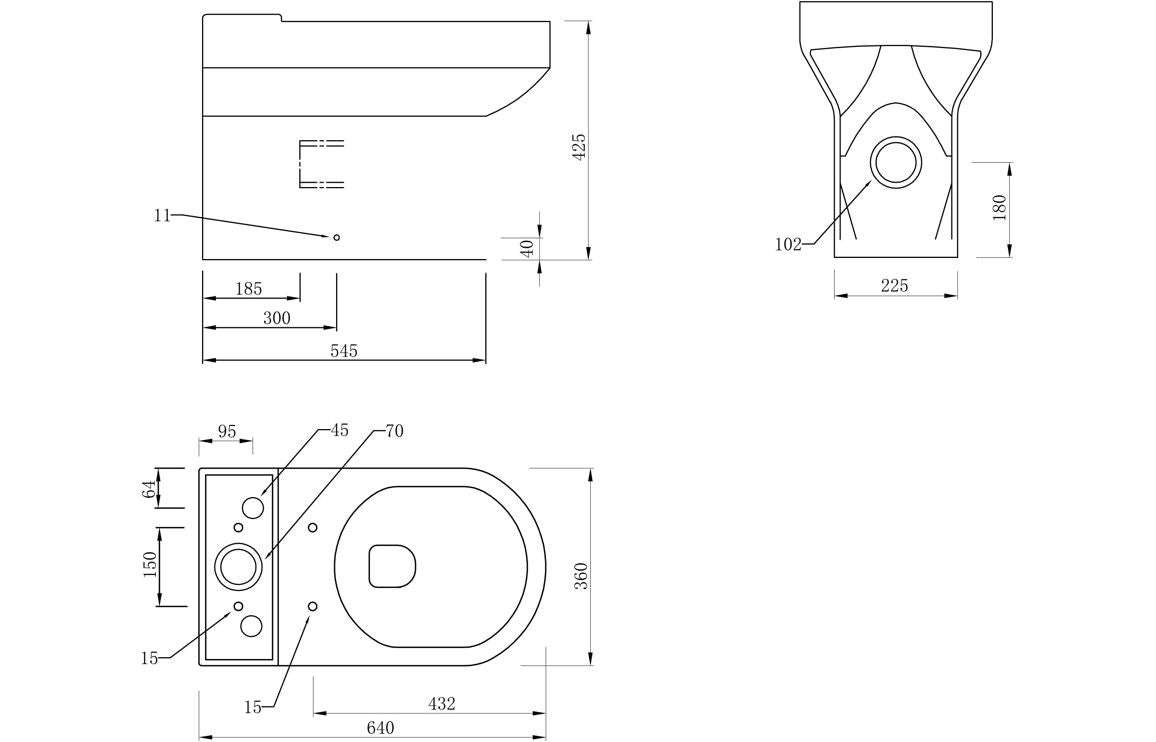 PrismFlow Rimless Close Coupled Fully Shrouded WC & Soft Close Seat