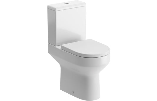 PrismFlow Rimless Close Coupled Open Back Comfort Height WC & Soft Close Seat