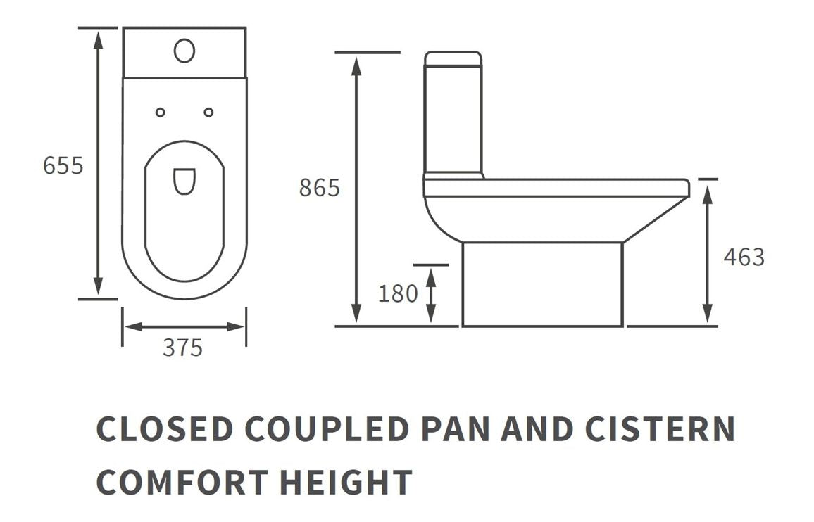 PrismFlow Rimless Close Coupled Open Back Comfort Height WC & Soft Close Seat