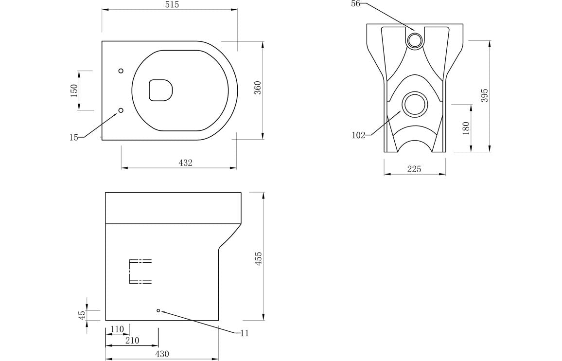 PrismFlow Rimless Back To Wall Comfort Height WC & Soft Close Seat