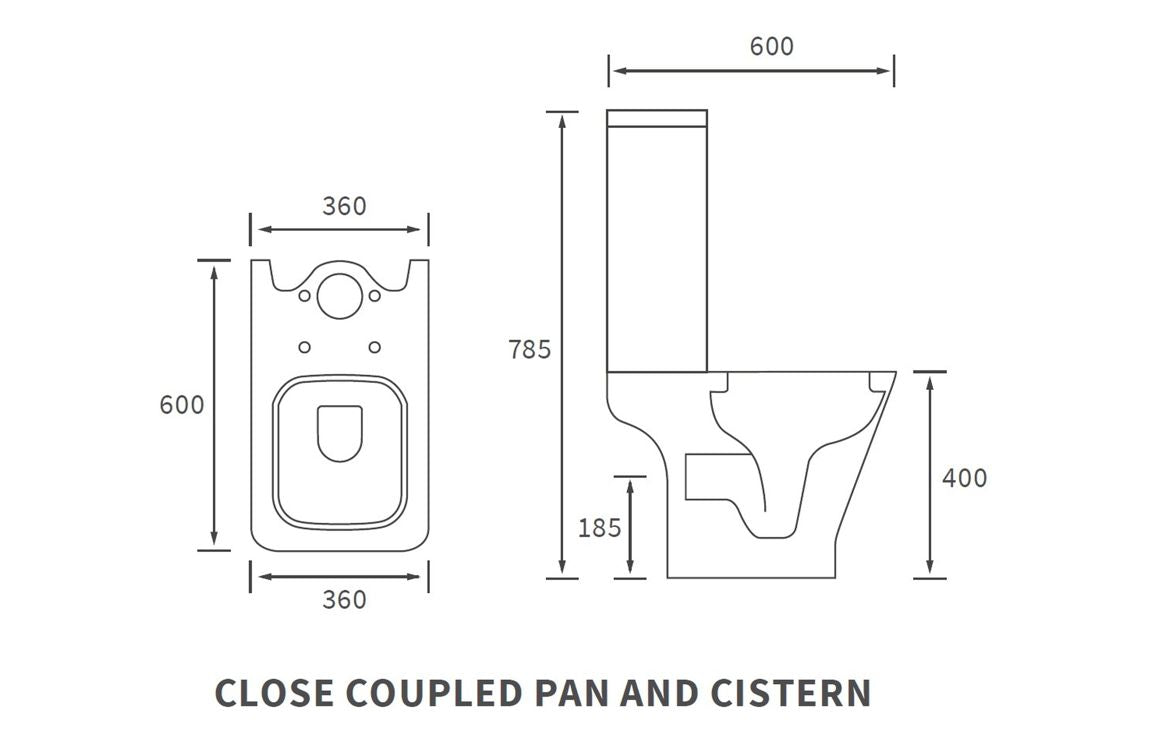 LustraBowl Rimless Short Projection Close Coupled Open Back WC & Wrapover Soft Close Seat