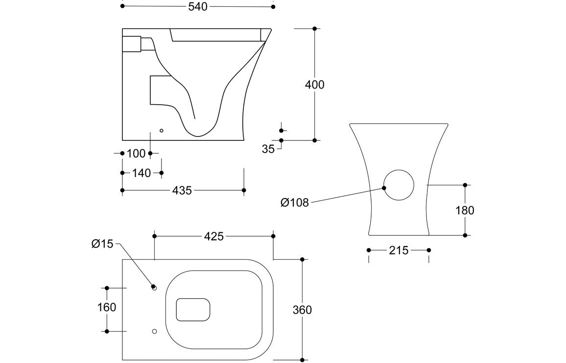LustraBowl Rimless Back To Wall WC & Wrapover Soft Close Seat