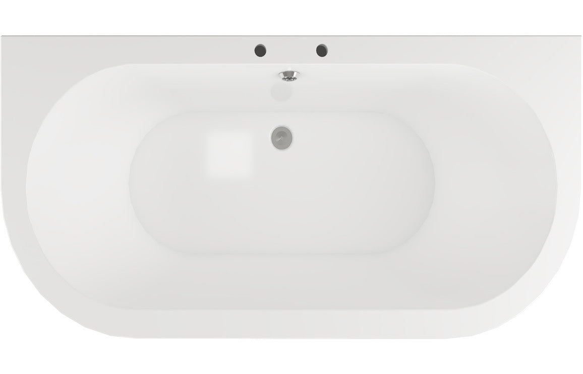 PristineLuxe Freestanding Back To Wall 1700x800x600mm 2TH Bath w/Feet - White