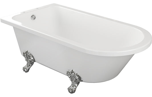 PureEssence Freestanding 1500x750x650mm 2TH Corner Bath w/Feet