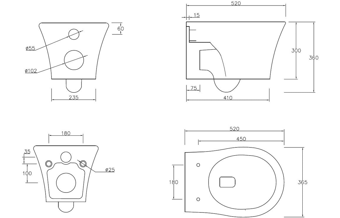 EternaWash Rimless Wall Hung WC & Soft Close Seat