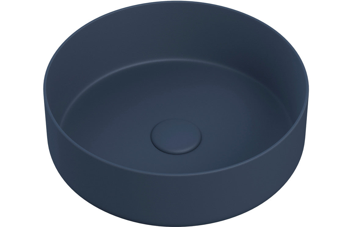 Opulent 355mm Ceramic Round Washbowl & Waste - Matt Deep Blue