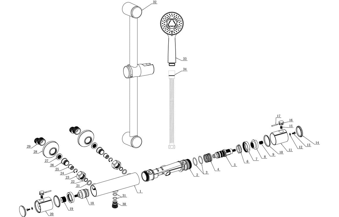 LustraRain Cool-Touch Thermostatic Bar Mixer Shower - Chrome
