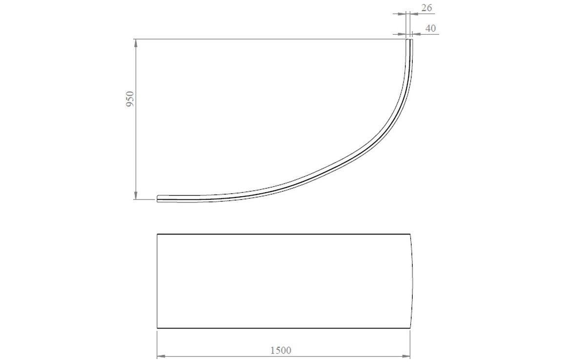 LustreSoak 1500x950x600mm 0TH Offset Corner Bath w/Legs (LH)