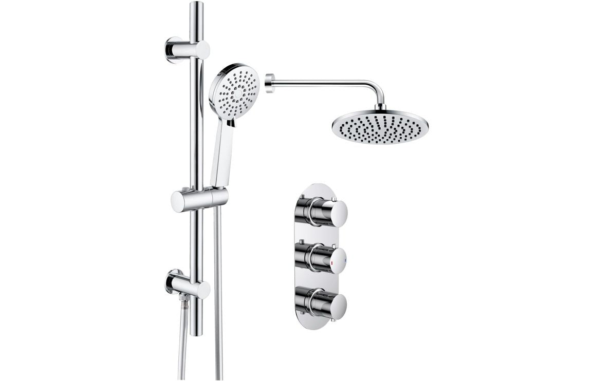 EternaSpray Shower Pack Four - Two Outlet Triple Shower Valve w/Riser & Overhead Kit - Chrome
