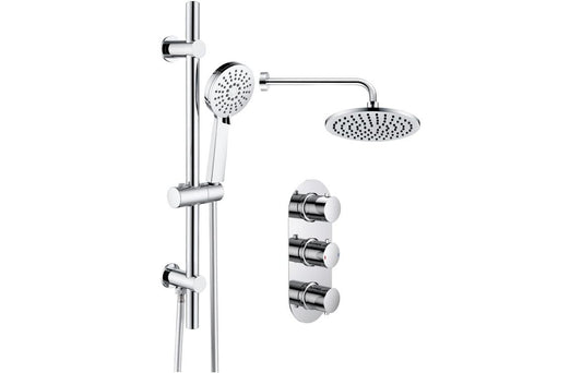 EternaSpray Shower Pack Four - Two Outlet Triple Shower Valve w/Riser & Overhead Kit - Chrome