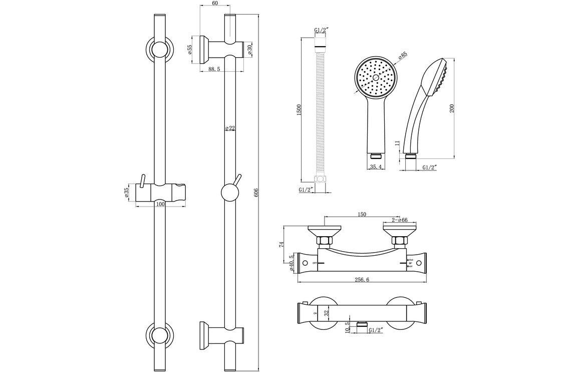 SilkenStream Thermostatic Bar Mixer Shower - Chrome