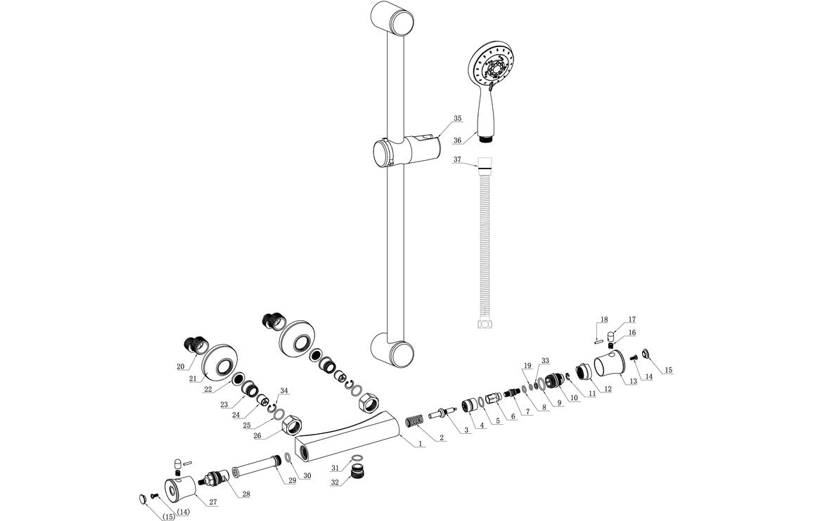 BlissStream Low Pressure Thermostatic Bar Mixer Shower - Chrome