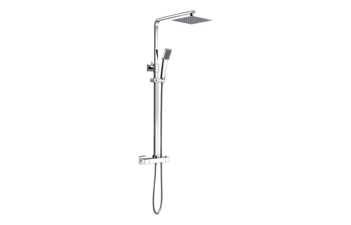 PristineDrop Square Thermostatic Bar Mixer w/Riser Kit - Chrome