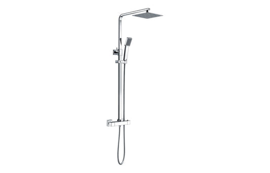 PristineDrop Square Thermostatic Bar Mixer w/Riser Kit - Chrome